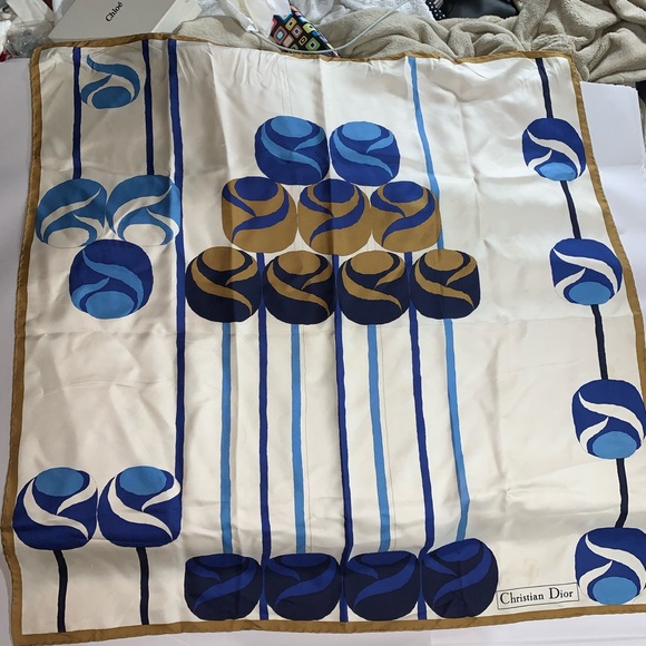 vintage CHRISTIAN DIOR abstract roses SILK SCARF - Picture 3 of 10